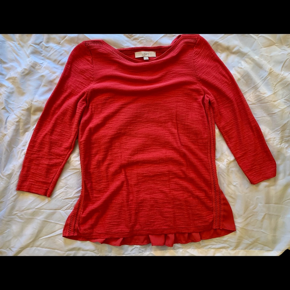 Ann Taylor Loft Coral 3/4 Sleeve Sweater